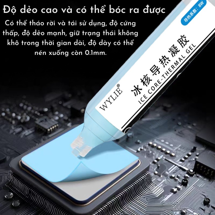 Gel tản nhiệt CPU Wylie Ice core-thermal gel chịu nhiệt cao, dẫn nhiệt nhanh