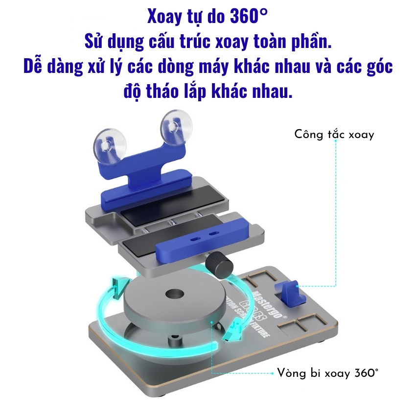 Đế kẹp Mastergo GT3 RS Cell phone fixed rotary fixture xoay 360°, tháo màn - làm lưng đa năng