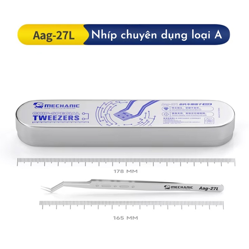 Panh Nhíp ngược Mechanic Aag-27L tweezer dùng đè vỉ, câu dây