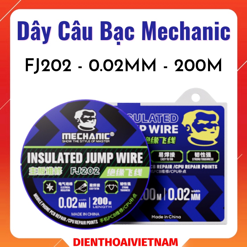 Dây câu bạc Mechanic FJ202 0.02mm - 200M insulated jump wire