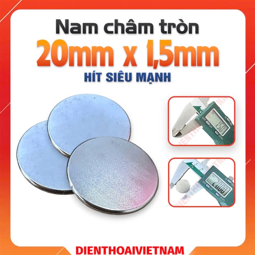 Nam châm tròn 20mm x 1.5mm - vĩnh cửu / hít siêu mạnh