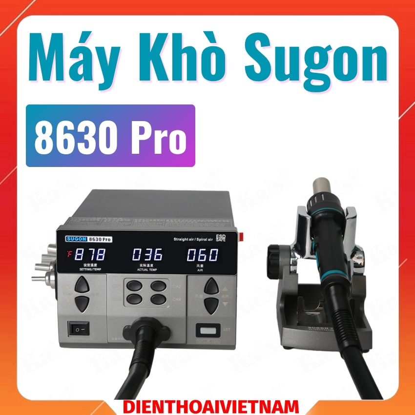 Máy khò Sugon 8630 Pro hot air gun công suất 1300W, kèm 4 đầu khò