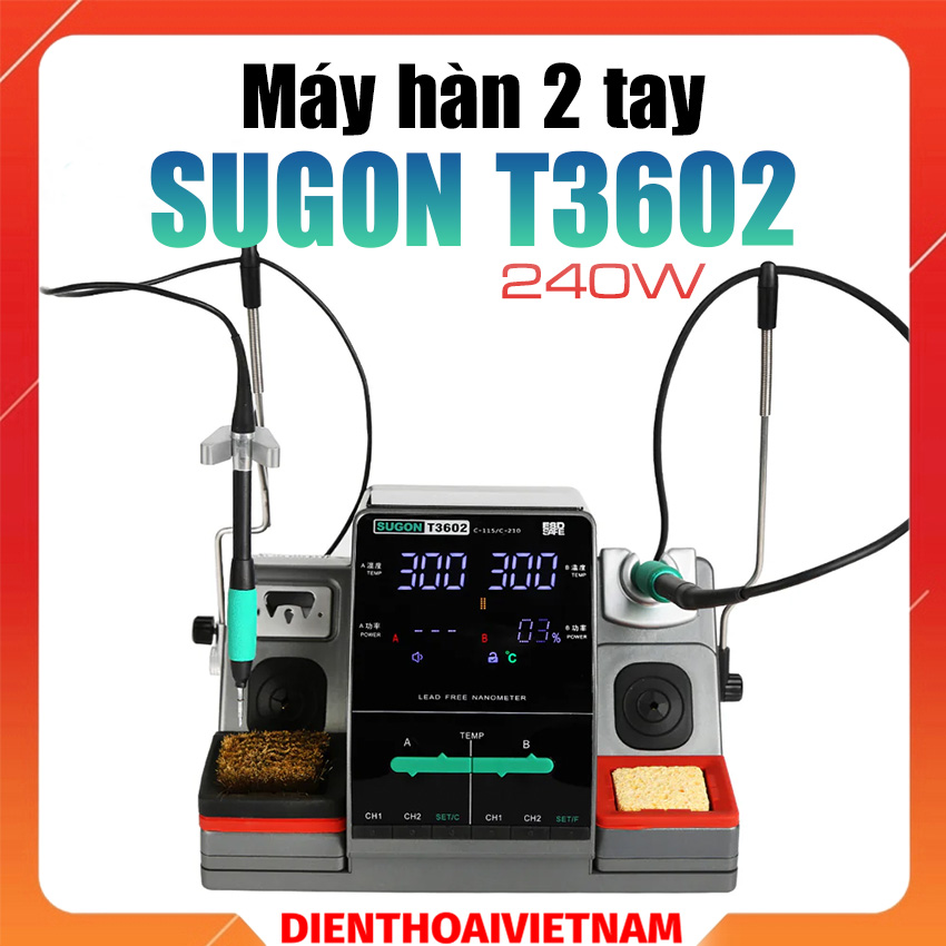 Máy hàn Sugon T3602 Soldering Station hỗ trợ 2 tay hàn độc lập cùng lúc