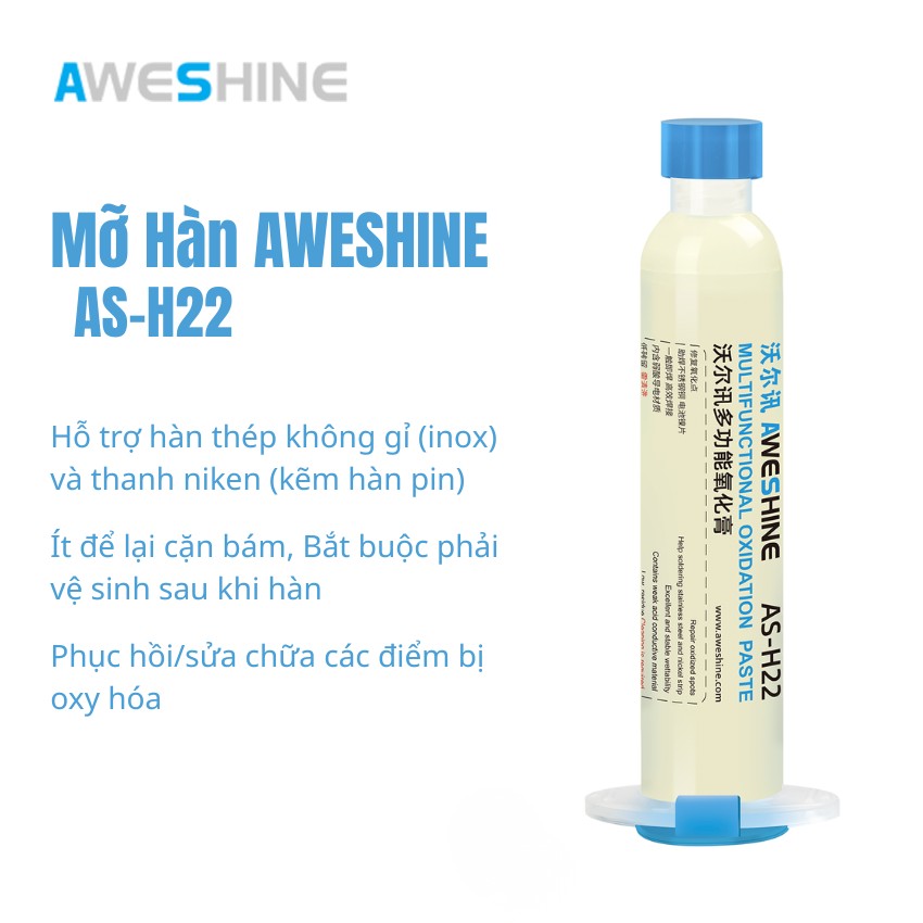 Mỡ Hàn AWESHINE AS-H22 Flux Trợ Hàn Thép Không Gỉ - Ảnh 2