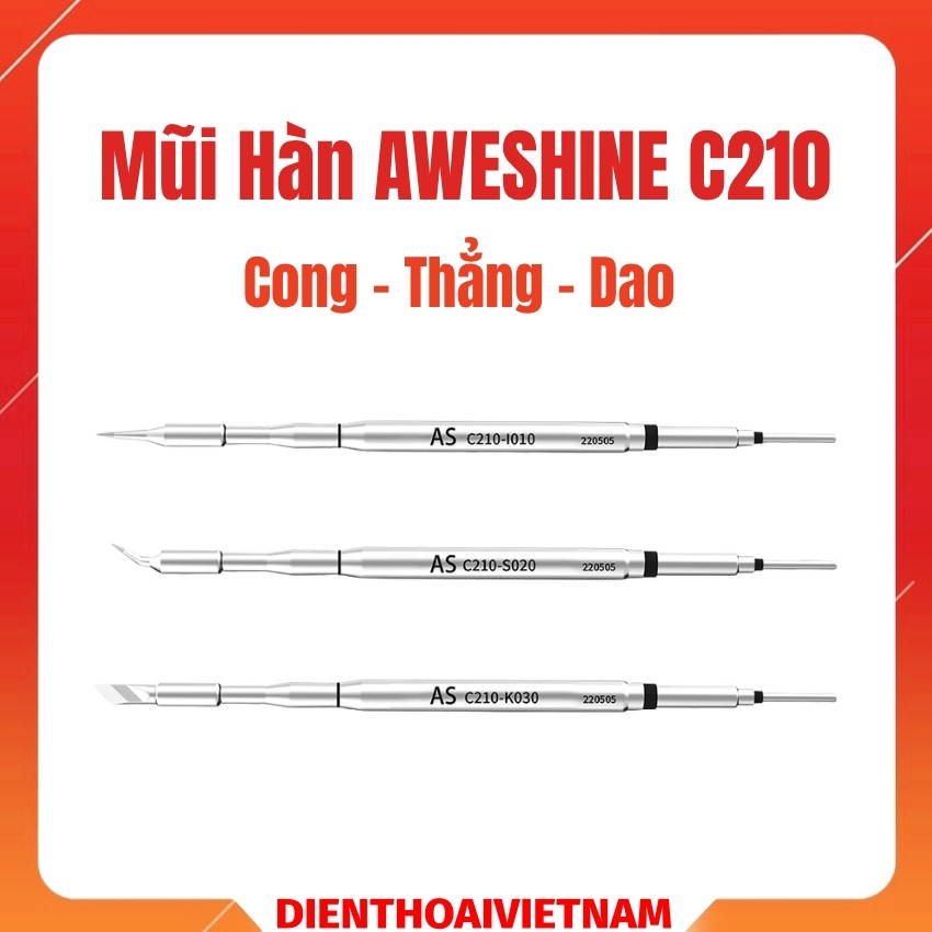Mũi hàn AWESHINE C210 AS Soldering Iron Tip Cong  - Thẳng - Dao
