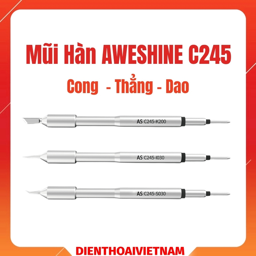 Mũi hàn AWESHINE C245 AS Soldering Iron Tip Cong – Thẳng – Dao