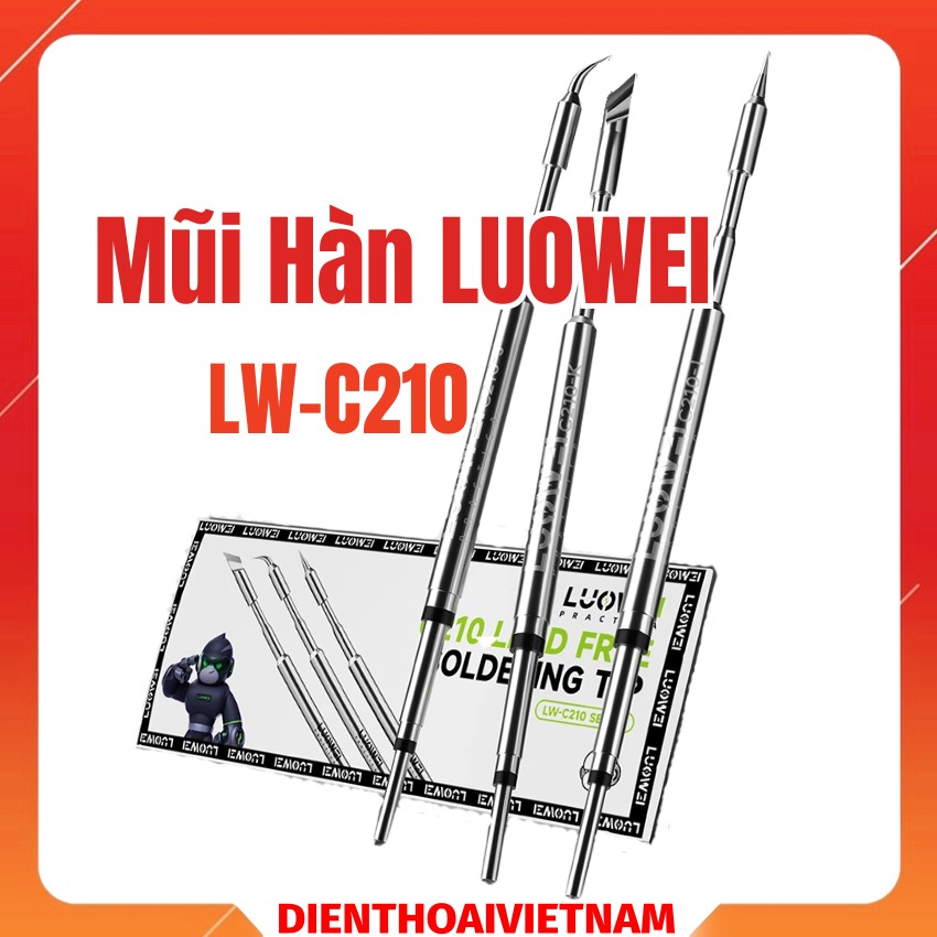 Mũi hàn Luowei LW-C210 Soldering Iron Tip Cong – Thẳng – Dao