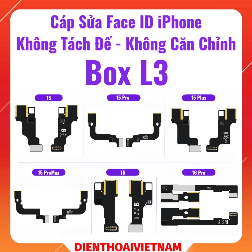 Cáp sửa Face ID iPhone không tách đế , không phải căn chỉnh iPhone 13 - 17 Box L3
