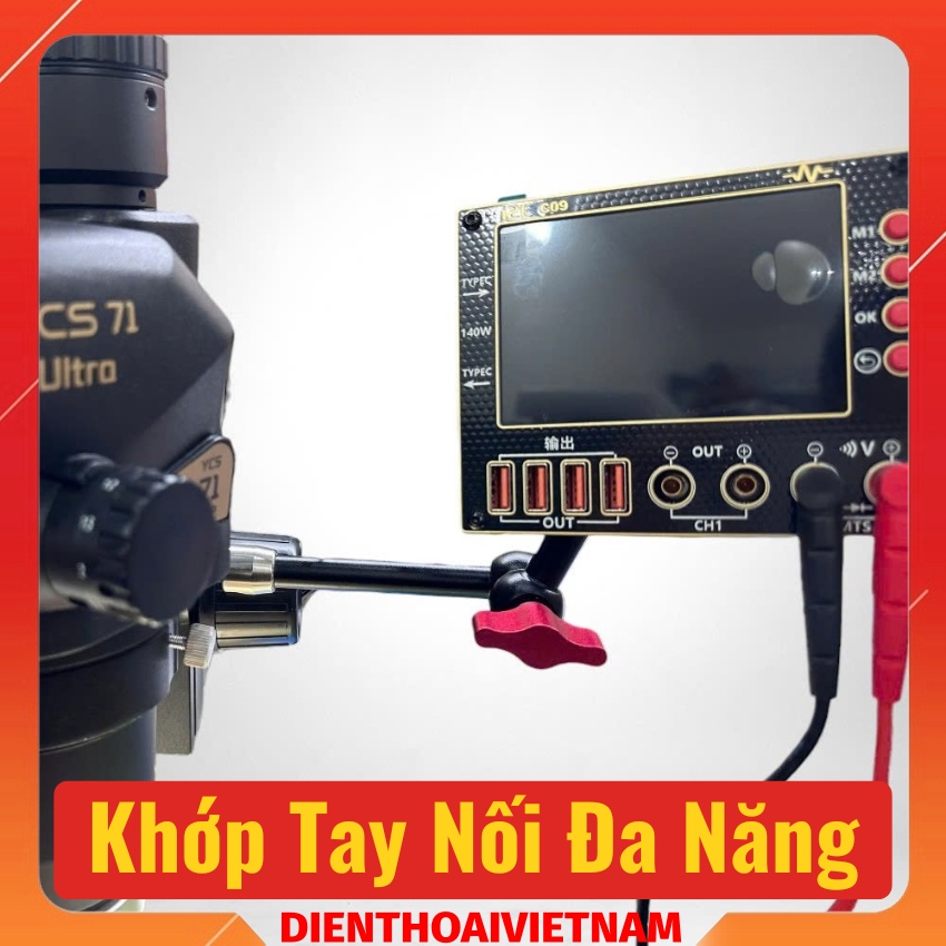 Khớp tay nối đa năng YCS Magic Arm - kẹp cố định đồng hồ đo và kính hiển vi xoay 360°