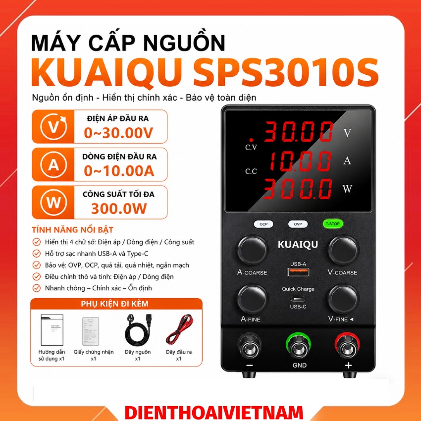 Máy cấp nguồn KUAIQU SPS3010S Power Supply 30V 10A