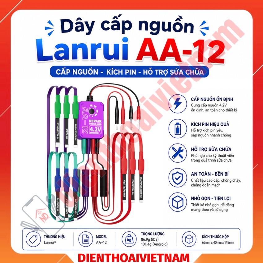 Dây cấp nguồn Lanrui AA-12 Power On Cable hỗ trợ iPhone – Android
