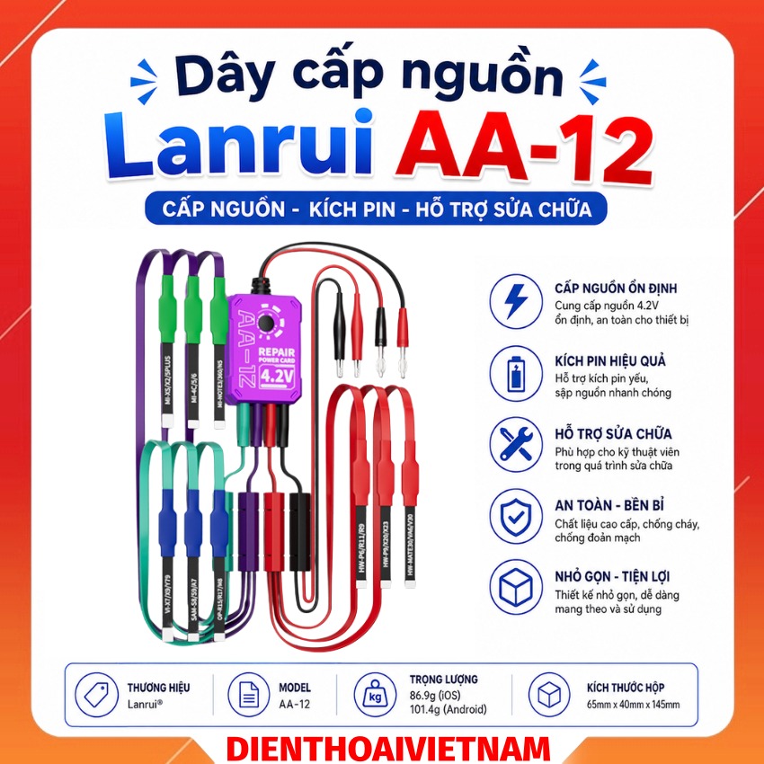 Dây cấp nguồn Lanrui AA-12 Power On Cable hỗ trợ iPhone - Android