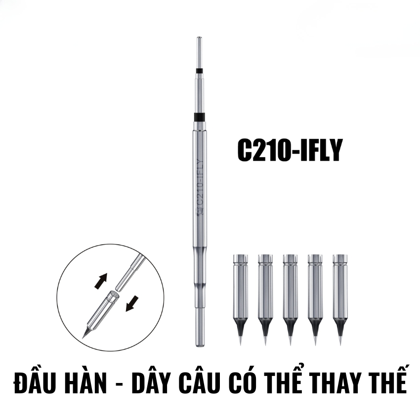 Mũi hàn Mechanic C210-IFLY Soldering Tip Set, tặng kèm 5 đầu thay thế