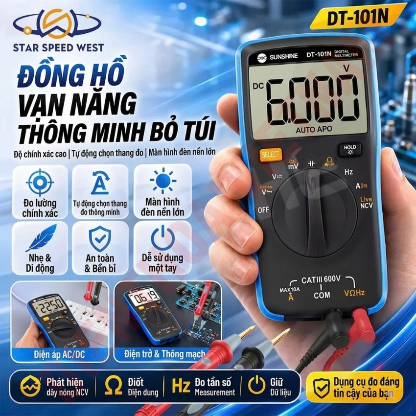Đồng hồ đo Sunshine DT-101N Digital Multimeter – đồng hồ vạn năng