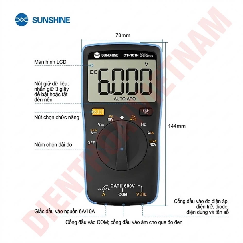 Đồng hồ đo Sunshine DT-101N Digital Multimeter – đồng hồ vạn năng