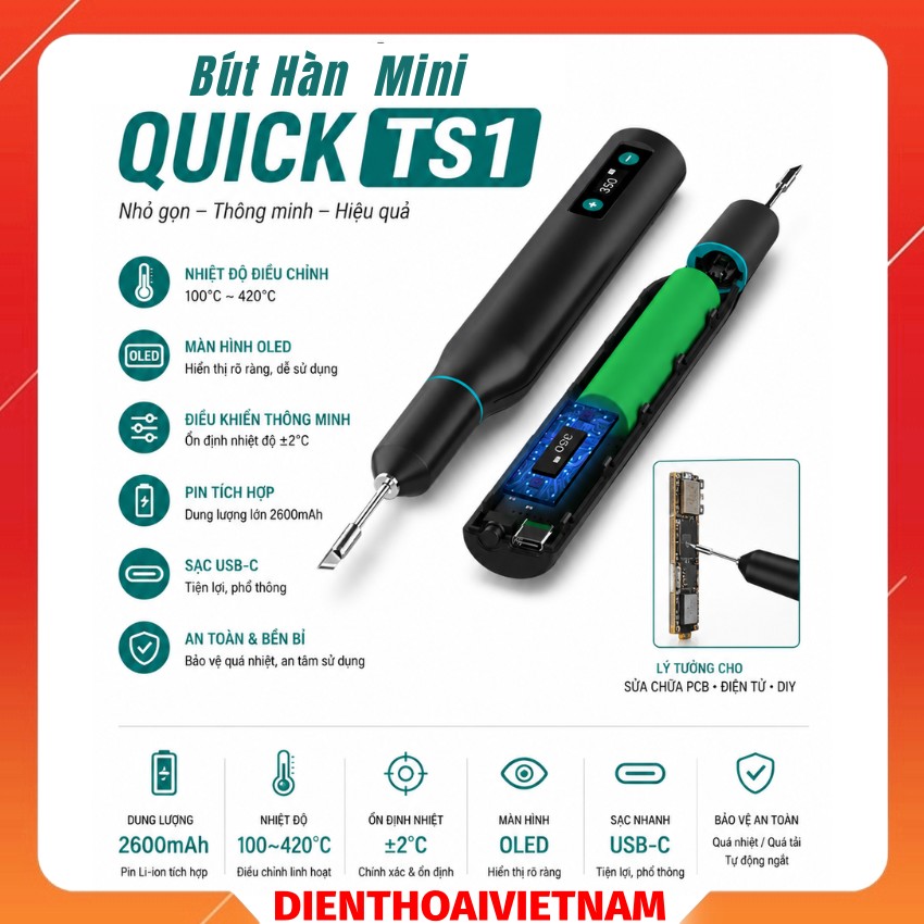 Bút Hàn Quick TS1 Portable Mini Soldering Iron