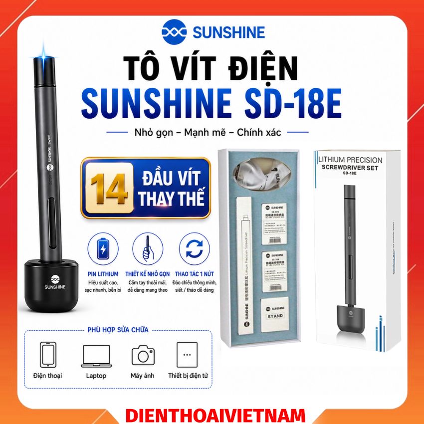 Tô Vít Điện Sunshine SD-18E Electric Screwdriver kèm 14 đầu thay thế