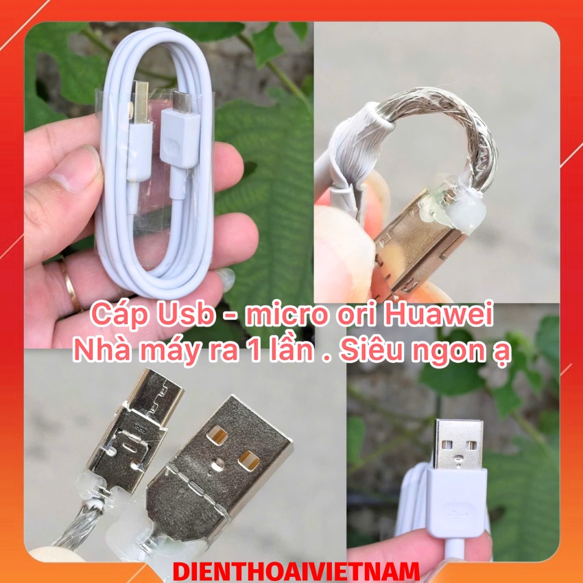 Dây cáp sạc USB – Micro Huawei ori trắng