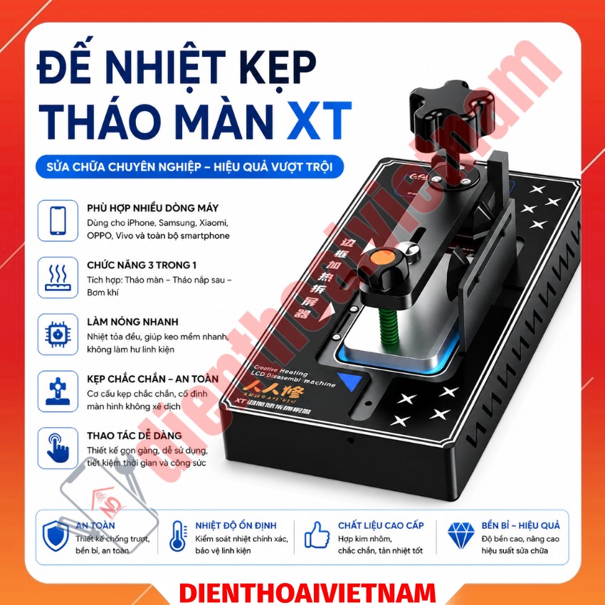 Đế nhiệt kẹp tháo màn XT Frame Heating Screen Separator tháo màn - nắp lưng hỗ trợ iPhone, Android