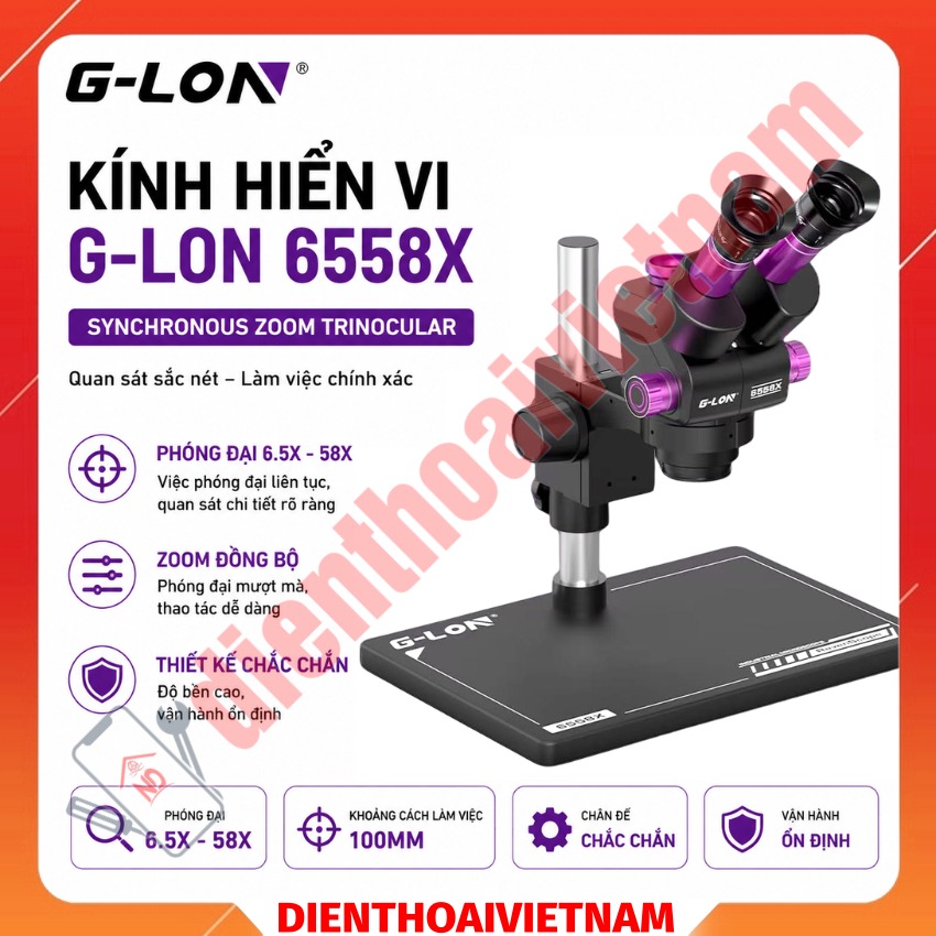 Kính hiển vi G-LON 6558X Stereo Microscope, zoom 6.5X - 68X