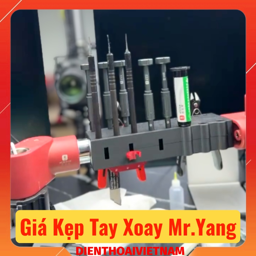 Giá kẹp tay xoay Mr.Yang cắm tô vít, kìm panh – nhíp, thiếc hàn, mỡ hàn đa năng