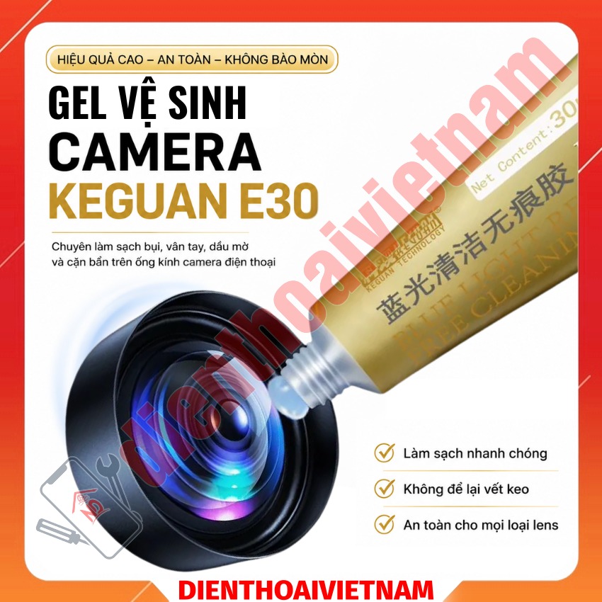 Gel vệ sinh camera KEGUAN E30 30ml Blue Light Residue Free Cleaning Gel làm sạch, lấy bụi mọi góc cạnh
