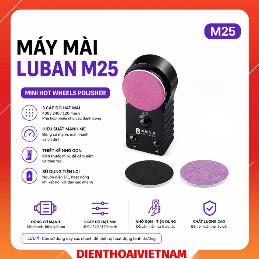 Máy mài Luban M25 Mini Hot Wheels Polisher đánh bóng, mài panh nhíp, lưỡi dao đa năng