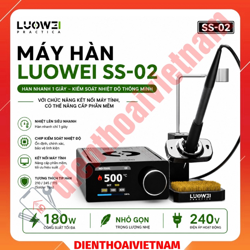 Máy hàn Luowei SS-02 Desktop Soldering Station, hỗ trợ tay hàn C210