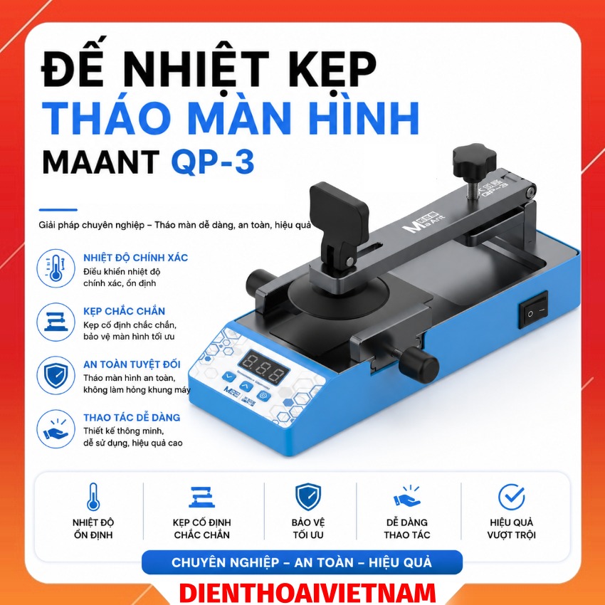 Đế nhiệt kẹp tháo màn MaAnt QP-3 Large Blue Bee Screen Removal Tool hỗ trợ các dòng iPhone, Android
