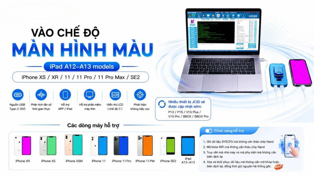 Vào chế độ màn hình màu iPhone XS/XR/11/11 Pro/11 Pro Max/SE2 thay đổi thông tin không cần tháo máy