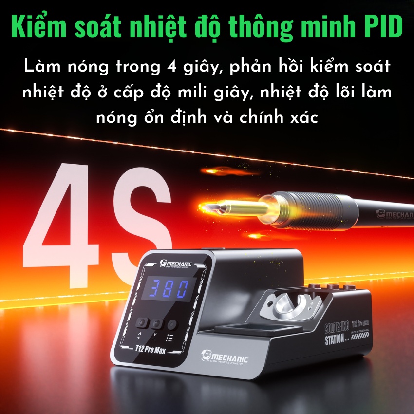 Máy hàn Mechanic T12 Pro Max Soldering Station công suất 120W, hỗ trợ tay hàn T12