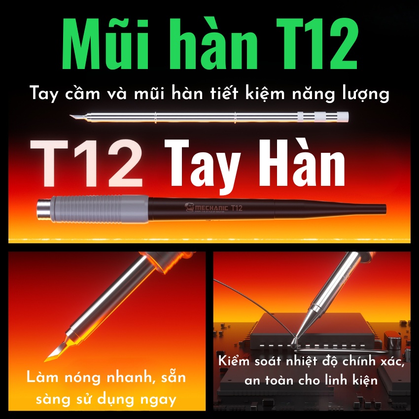 Máy hàn Mechanic T12 Pro Max Soldering Station công suất 120W, hỗ trợ tay hàn T12