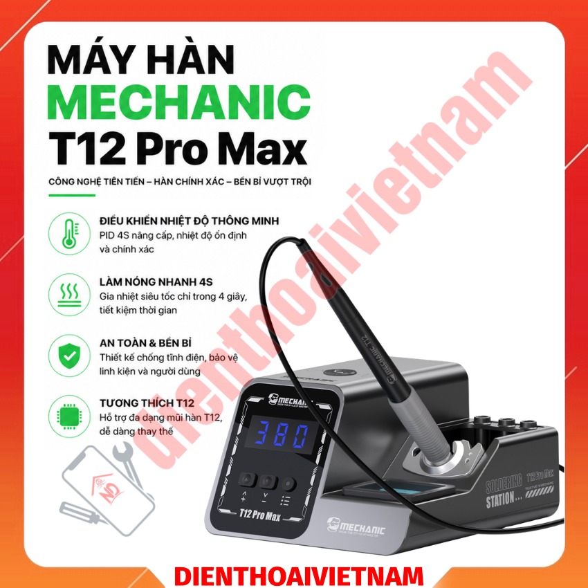 Máy hàn Mechanic T12 Pro Max Soldering Station công suất 120W, hỗ trợ tay hàn T12