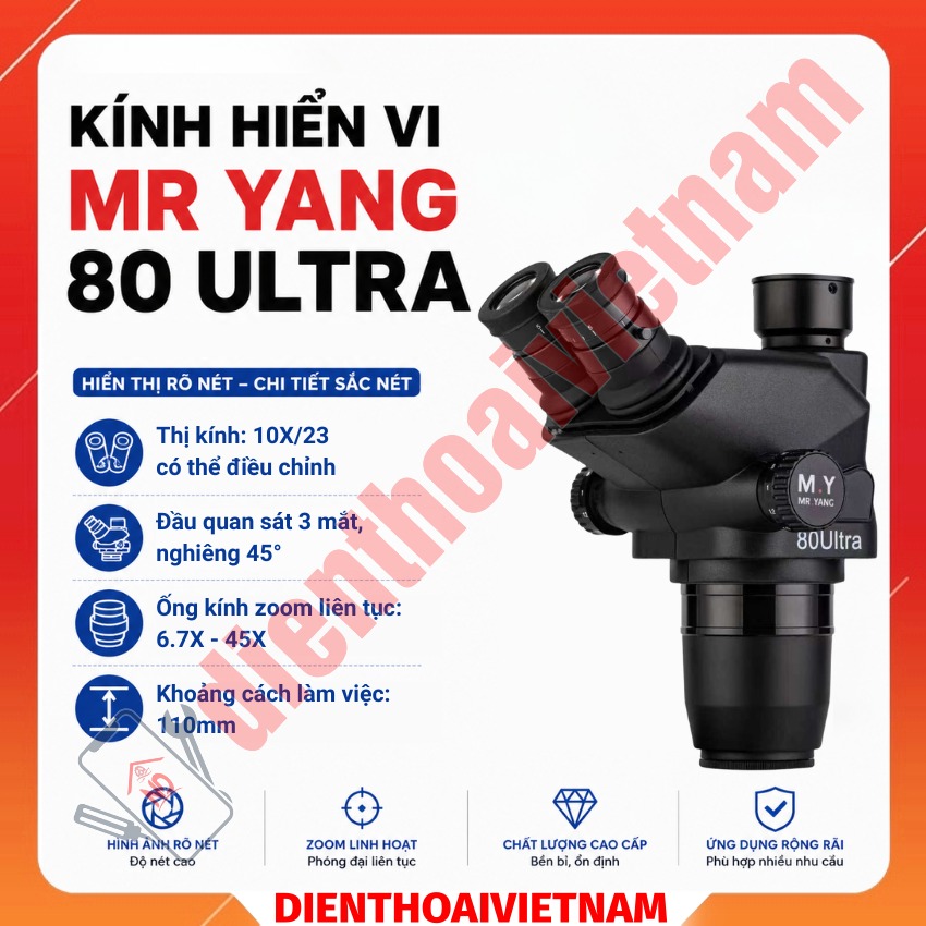 Kính hiển vi Mr Yang 80 Ultra Microscope, zoom 6.7X - 45X