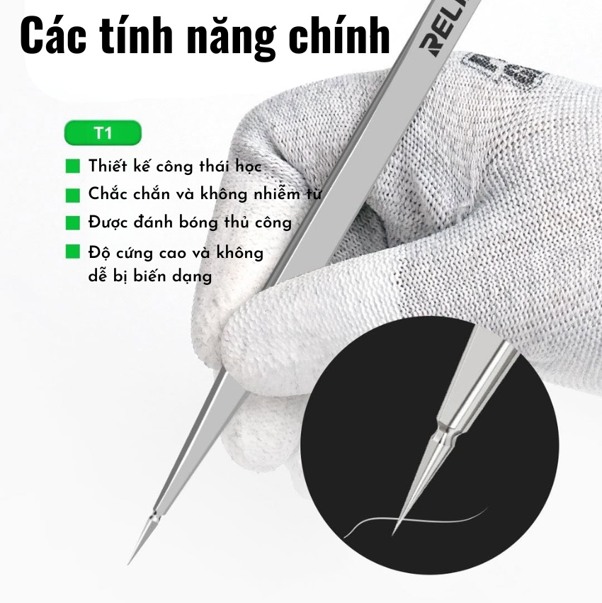 Panh Nhíp Relife T1 Tweezer đầu thẳng, siêu nhọn
