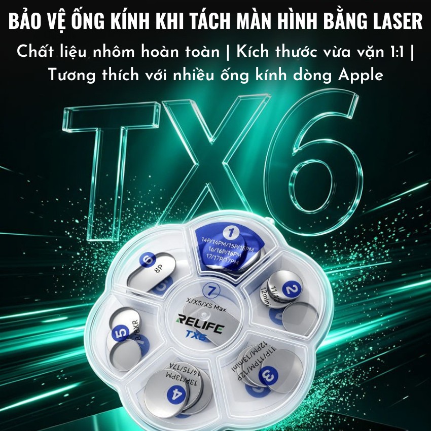 Nắp bảo vệ Camera Relife TX6 Phone lens protective cover set hỗ trợ iPhone 8 - 17 ProMax