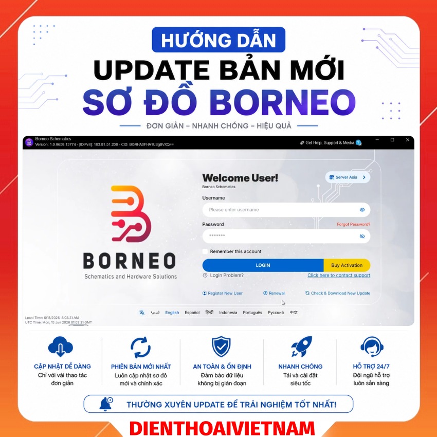 Hướng dẫn update bản mới sơ đồ Borneo Schematics và 1 số giao diện mới của tool