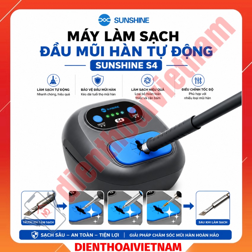 Máy làm sạch đầu mũi hàn tự động Sunshine S4 Automatic soldering iron tip cleaner