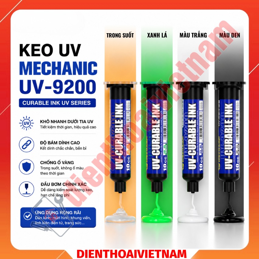 Keo UV Mechanic UV-9200 UV-Curing Ink, khô nhanh trong 3 giây