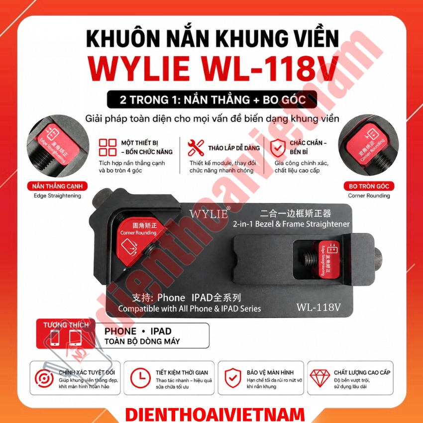 Khuôn nắn khung viền Wylie WL-118V 2 trong 1 Phone frame straightener