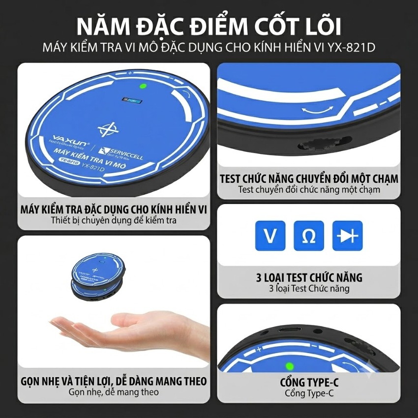 Máy đo YAXUN YX-821D Micro Tester đo đi ốt, điện trở, thông mạch dưới kính hiển vi