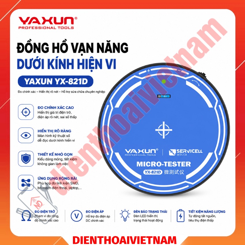 Đồng hồ vạn năng dưới kính hiện vi YAXUN YX-821D Micro Tester đo đi ốt, điện trở, thông mạch