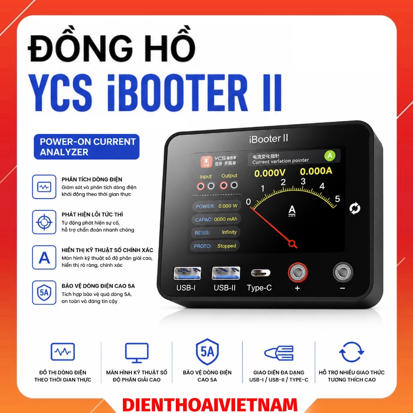 Đồng hồ YCS iBooter II Power-On Current Analyzer, hiển thị sóng - đo điện áp nhanh