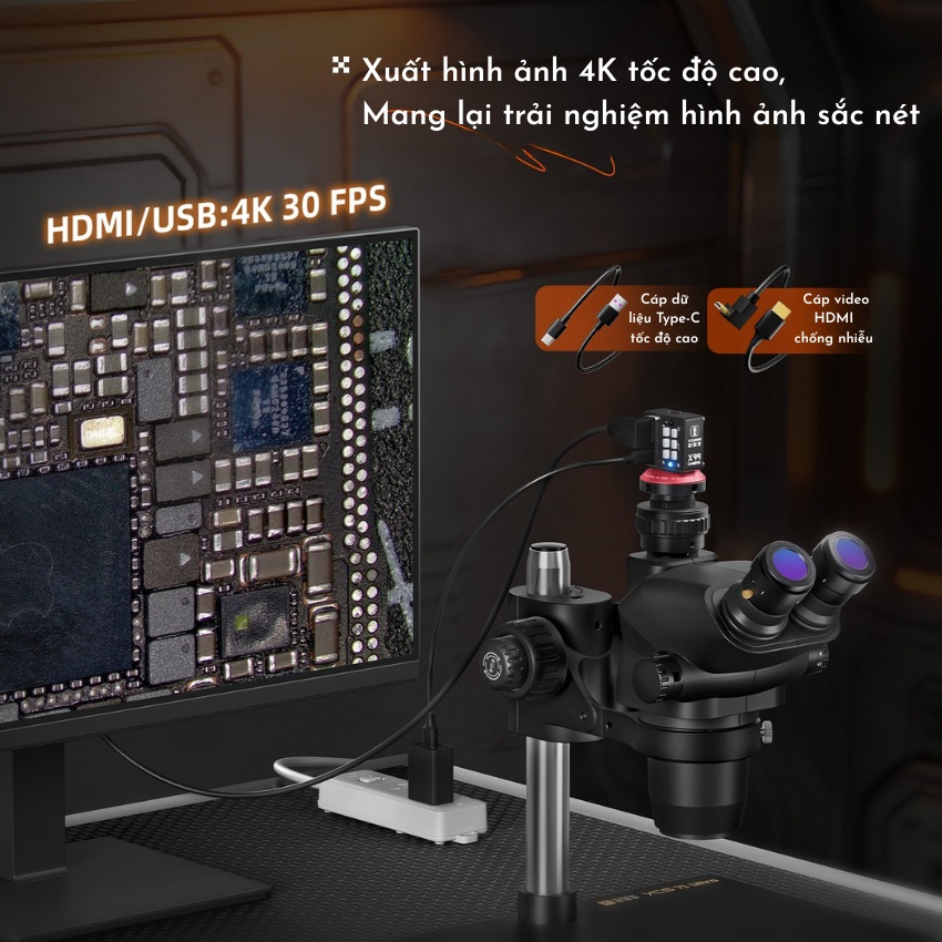 Camera HDMI YCS X99 Industrial Camera quay siêu nét, kết nối kính hiển vi