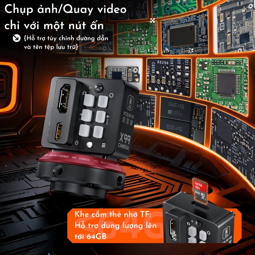 Camera HDMI YCS X99 Industrial Camera quay siêu nét, kết nối kính hiển vi