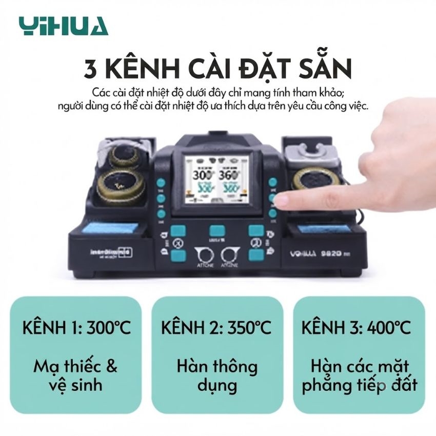 Máy hàn 2 tay YIHUA 982D-III: Giải pháp "2 trong 1" chuyên dụng cho sửa chữa vi mạch - Ảnh 2