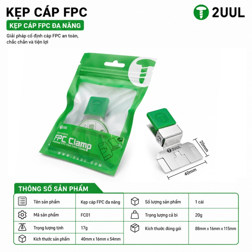 Kẹp cáp 2UUL FC01 FPC Clamp, kẹp các loại cáp dẻo đa năng - Ảnh 2