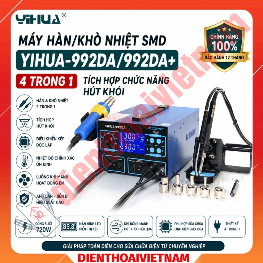 MÁY hàn khò nhiệt SMD YIHUA-992DA/992DA+