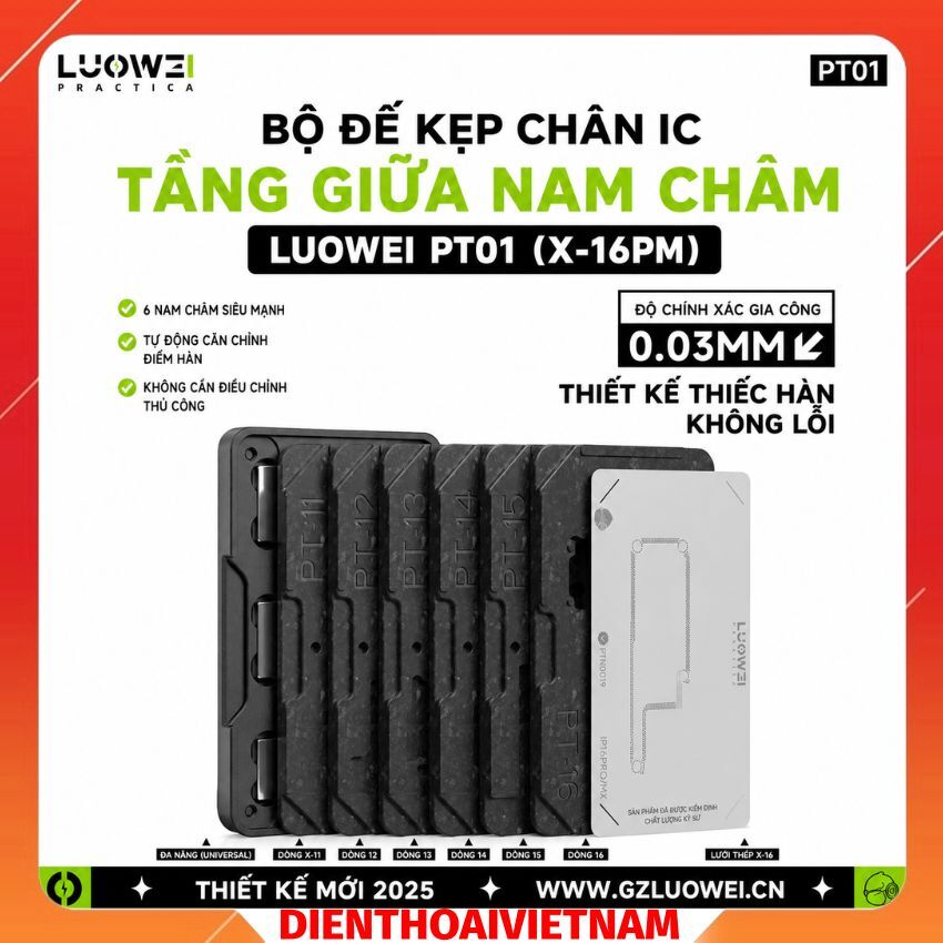 Bộ Đế kẹp Chân IC Tầng Giữa Nam Châm LUOWEI PT01 (X-16PM)