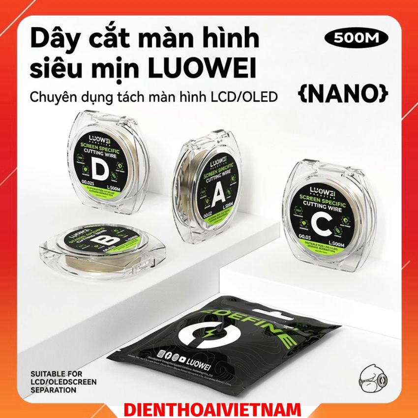 Dây Cắt Tách Kính Màn Hình Siêu Mịn LUOWEI LW-SUPER WIRE-500M